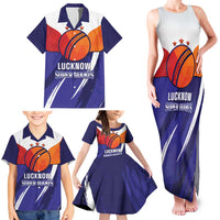 Custom Lucknow India Cricket Family Matching Tank Maxi Dress and Hawaiian Shirt Go Champions