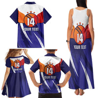Custom Lucknow India Cricket Family Matching Tank Maxi Dress and Hawaiian Shirt Go Champions