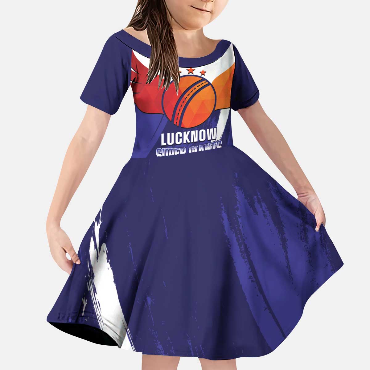 Custom Lucknow India Cricket Kid Short Sleeve Dress Go Champions