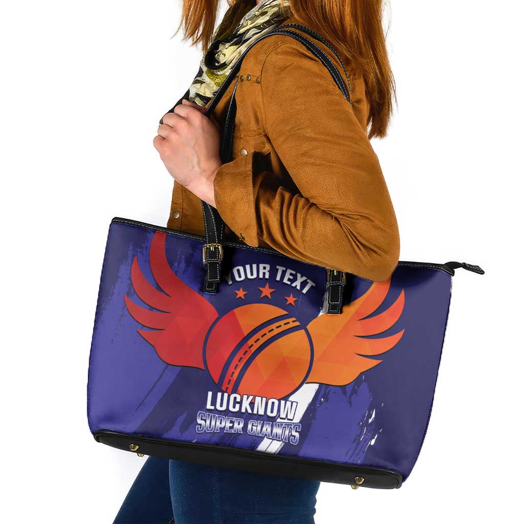 Custom Lucknow India Cricket Leather Tote Bag Go Champions