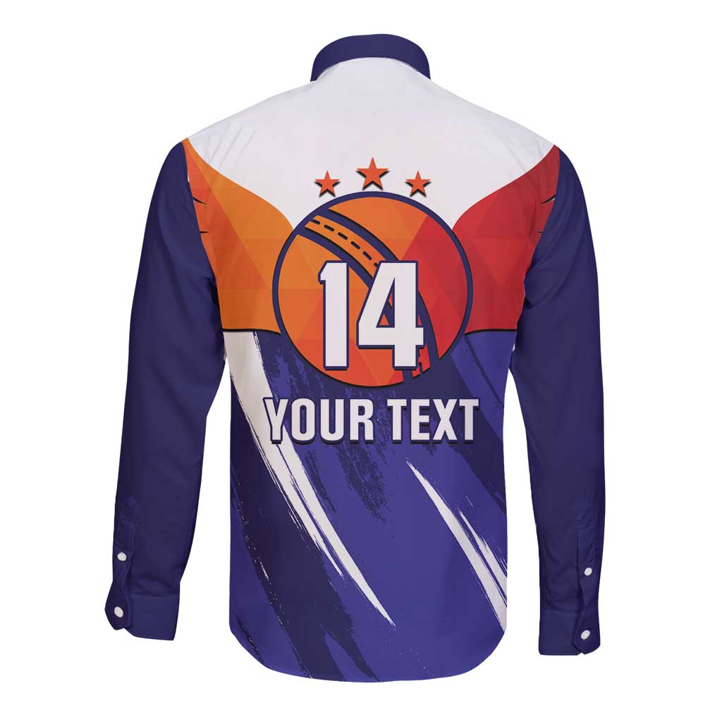 Custom Lucknow India Cricket Long Sleeve Button Shirt Go Champions