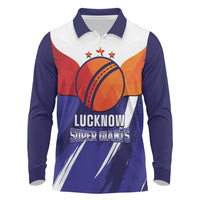 Custom Lucknow India Cricket Long Sleeve Polo Shirt Go Champions