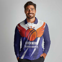 Custom Lucknow India Cricket Long Sleeve Polo Shirt Go Champions