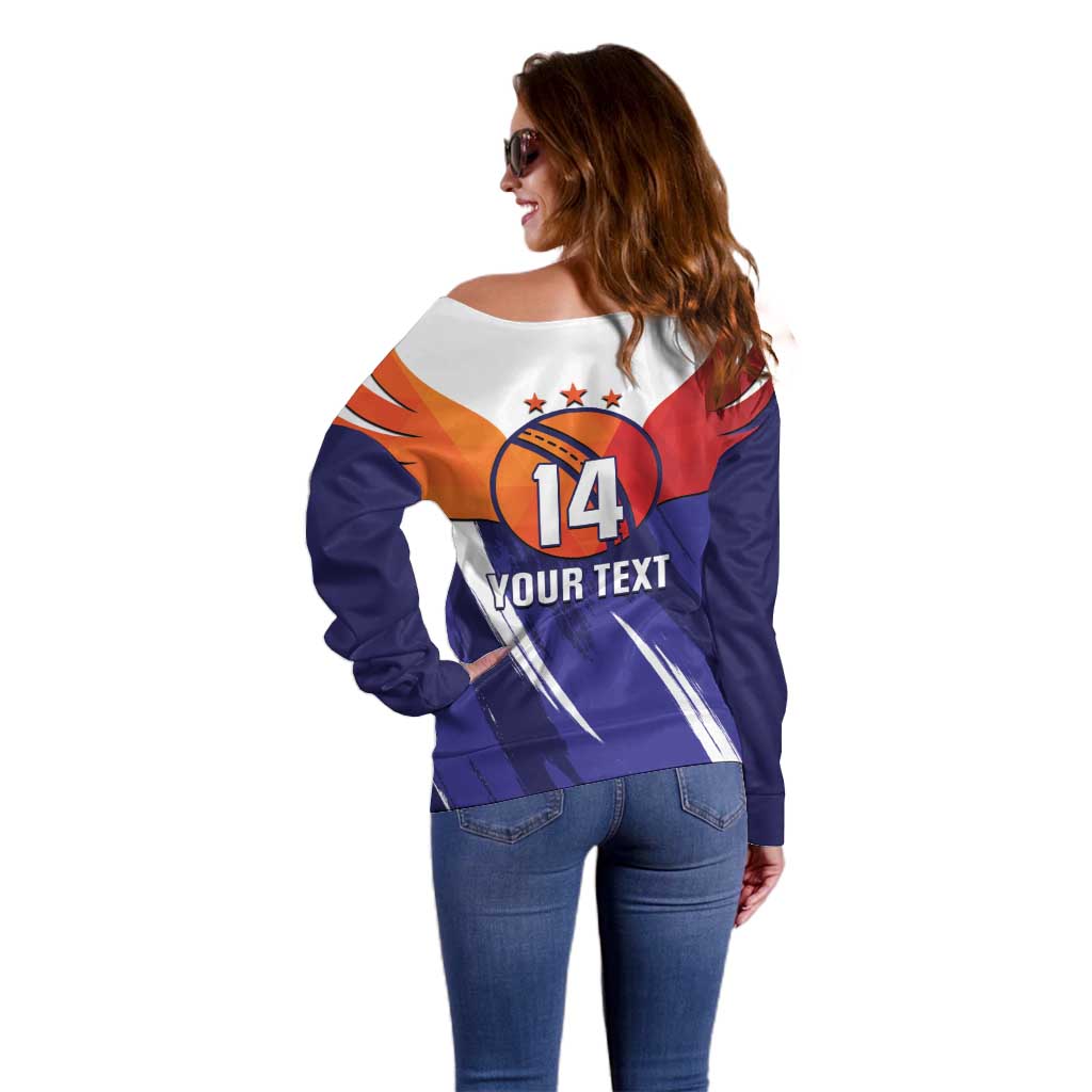 Custom Lucknow India Cricket Off Shoulder Sweater Go Champions