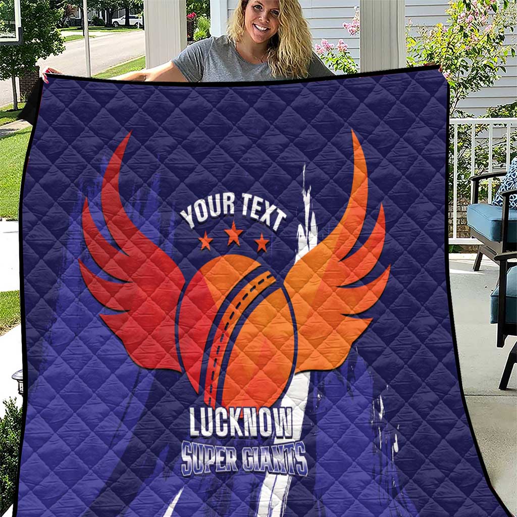 Custom Lucknow India Cricket Quilt Go Champions