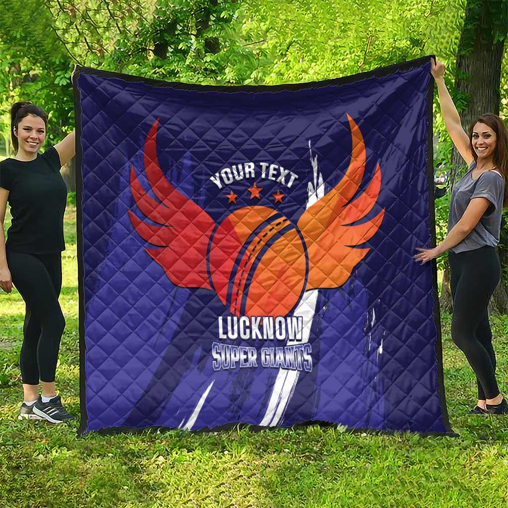 Custom Lucknow India Cricket Quilt Go Champions