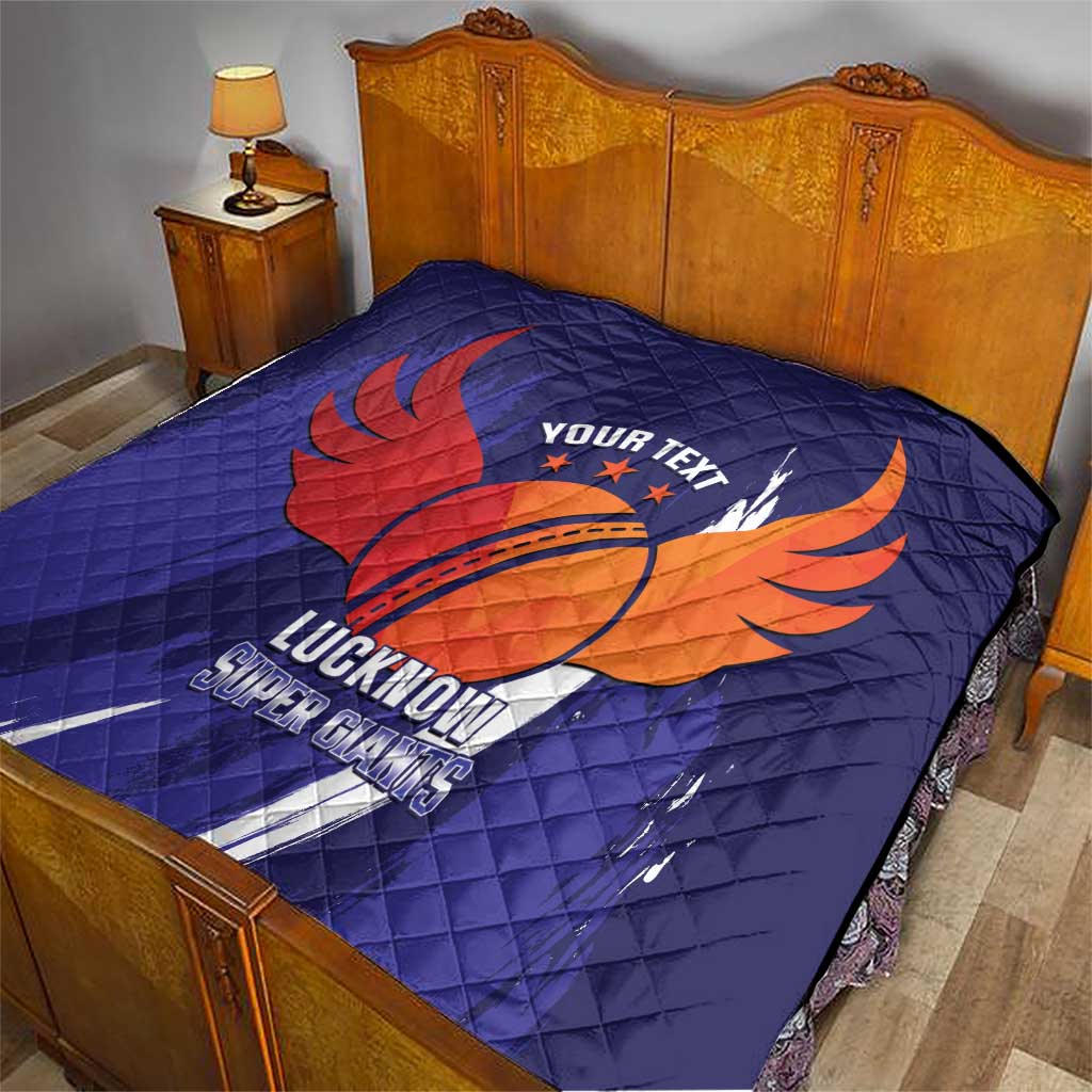 Custom Lucknow India Cricket Quilt Go Champions