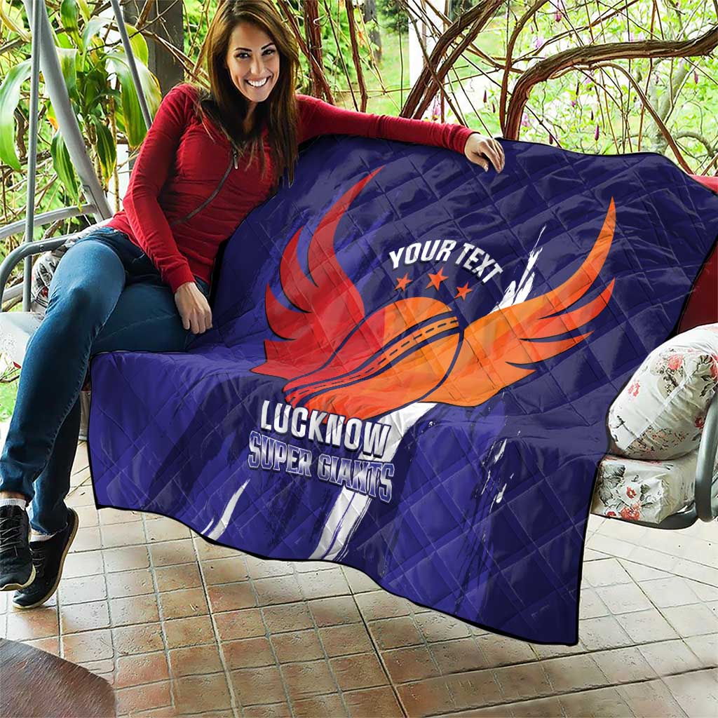Custom Lucknow India Cricket Quilt Go Champions