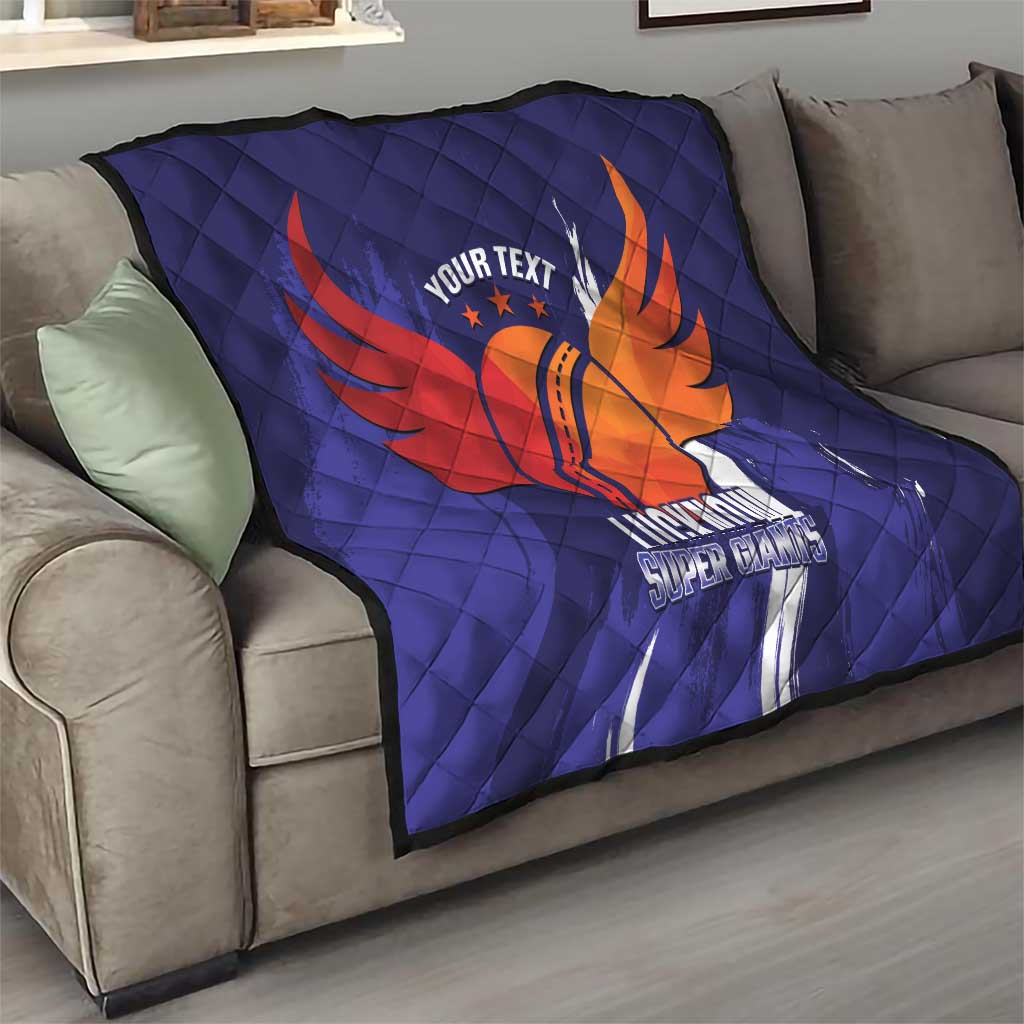 Custom Lucknow India Cricket Quilt Go Champions