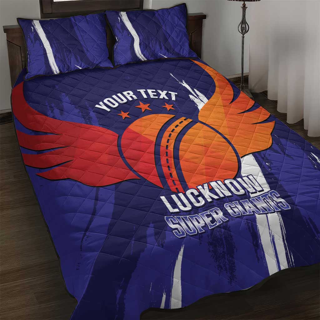 Custom Lucknow India Cricket Quilt Bed Set Go Champions