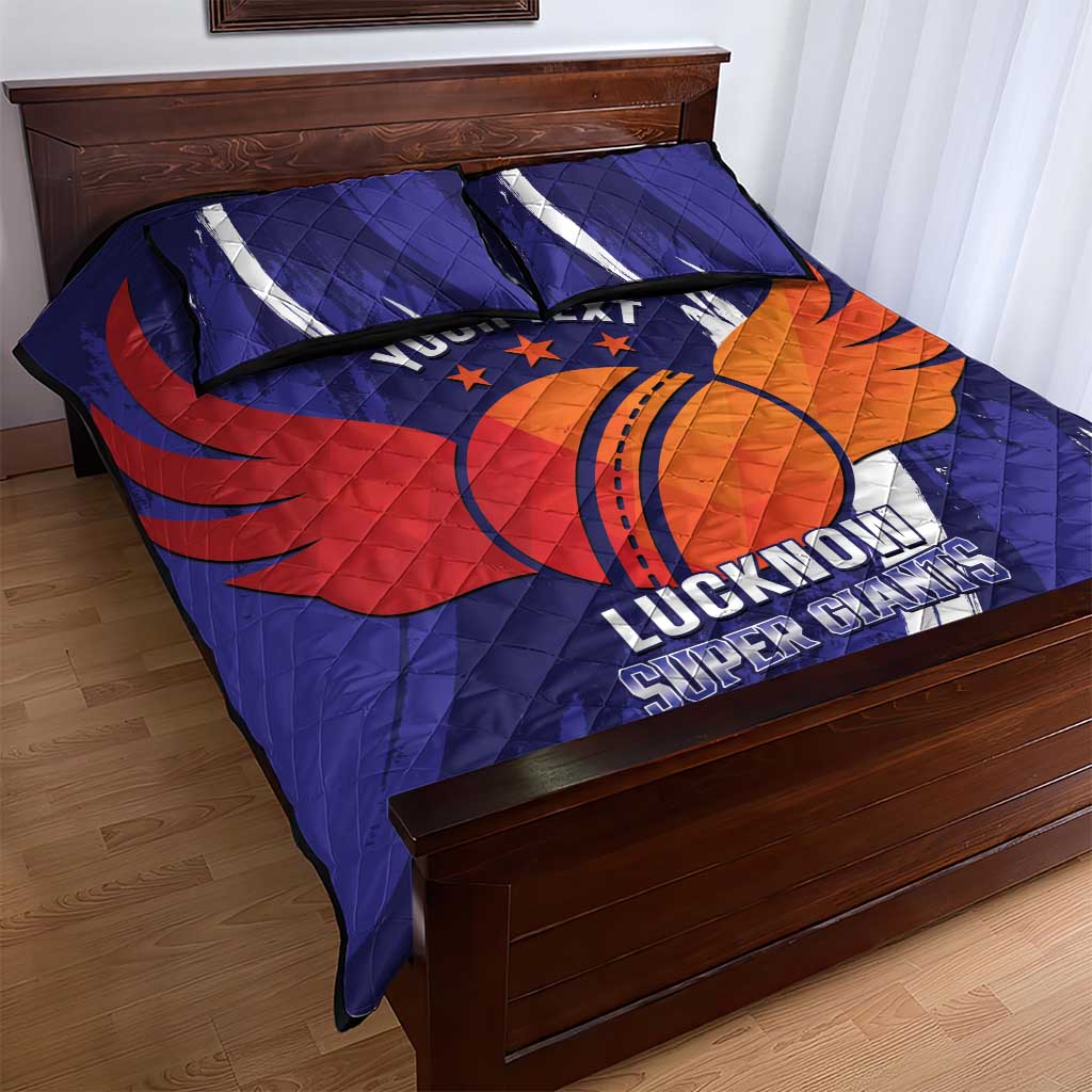 Custom Lucknow India Cricket Quilt Bed Set Go Champions