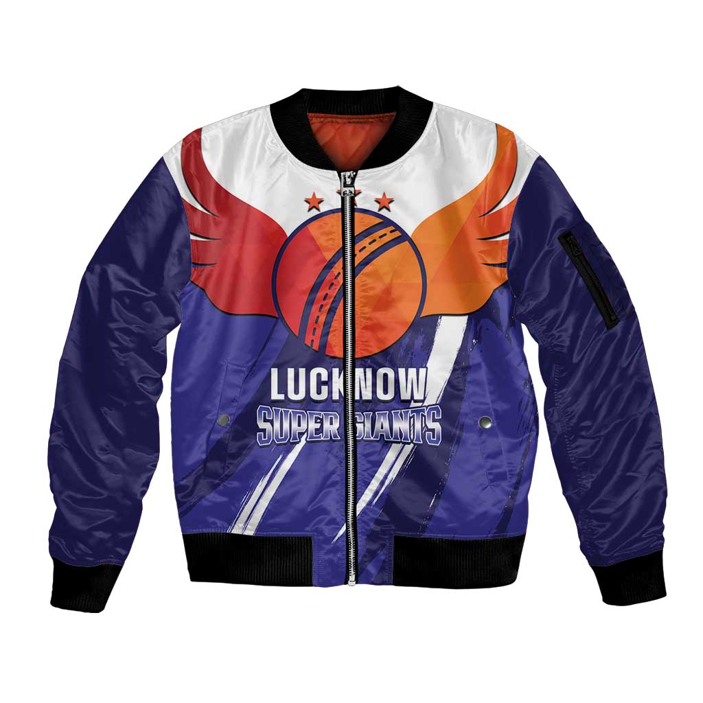Custom Lucknow India Cricket Sleeve Zip Bomber Jacket Go Champions