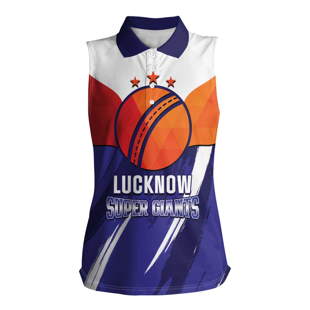Custom Lucknow India Cricket Women Sleeveless Polo Shirt Go Champions