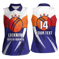 Custom Lucknow India Cricket Women Sleeveless Polo Shirt Go Champions