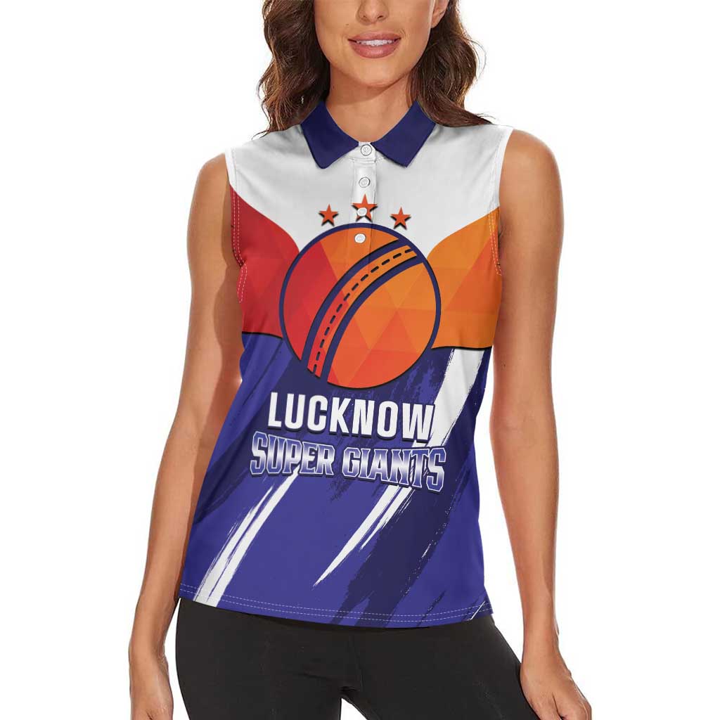 Custom Lucknow India Cricket Women Sleeveless Polo Shirt Go Champions