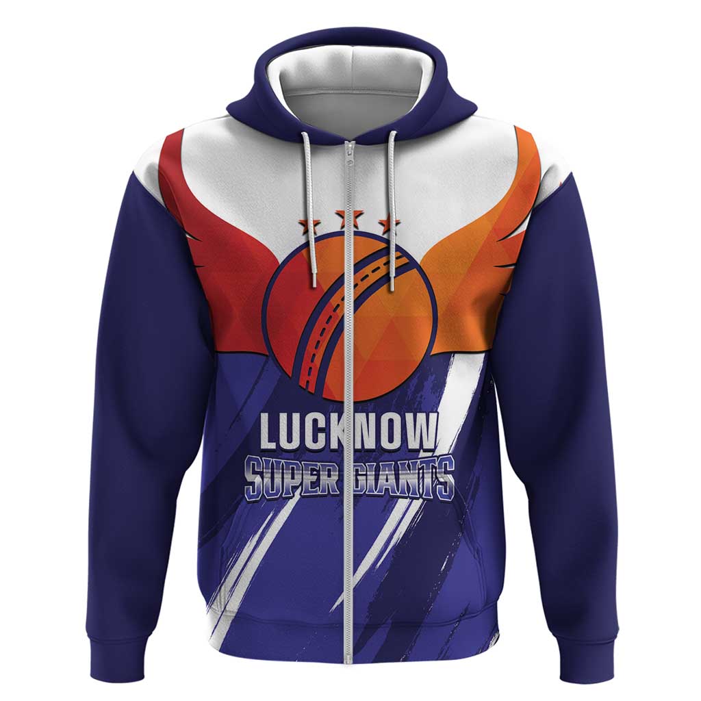 Custom Lucknow India Cricket Zip Hoodie Go Champions