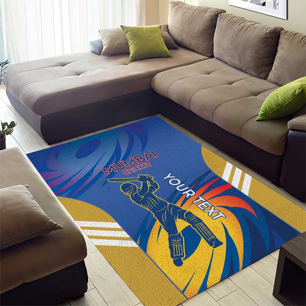 Custom Mumbai India Cricket Area Rug Go Champions