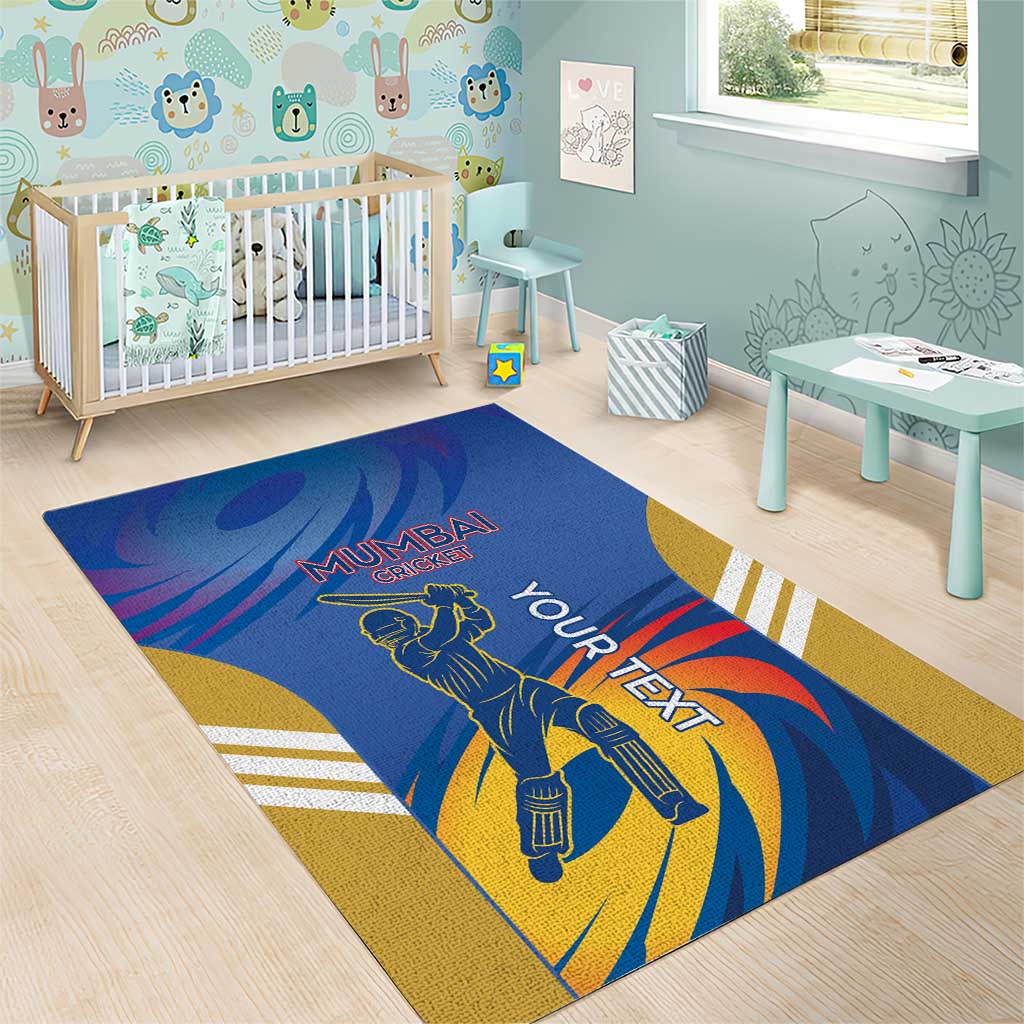 Custom Mumbai India Cricket Area Rug Go Champions