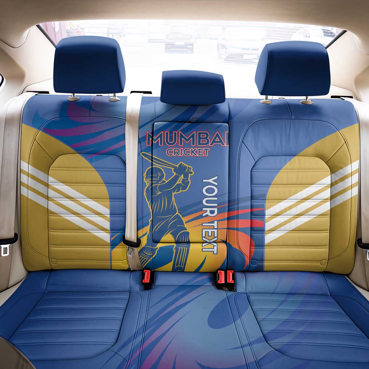 Custom Mumbai India Cricket Back Car Seat Cover Go Champions
