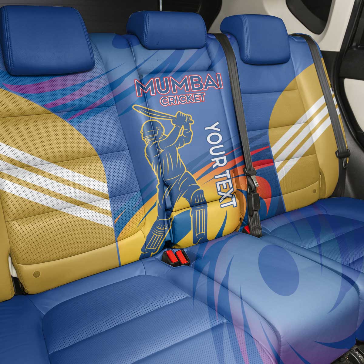 Custom Mumbai India Cricket Back Car Seat Cover Go Champions