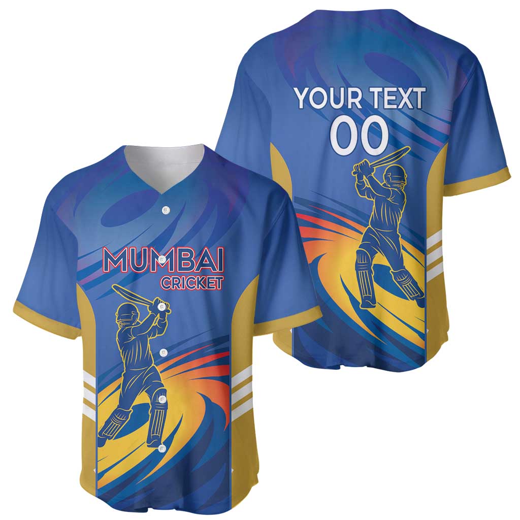 Custom Mumbai India Cricket Baseball Jersey Go Champions
