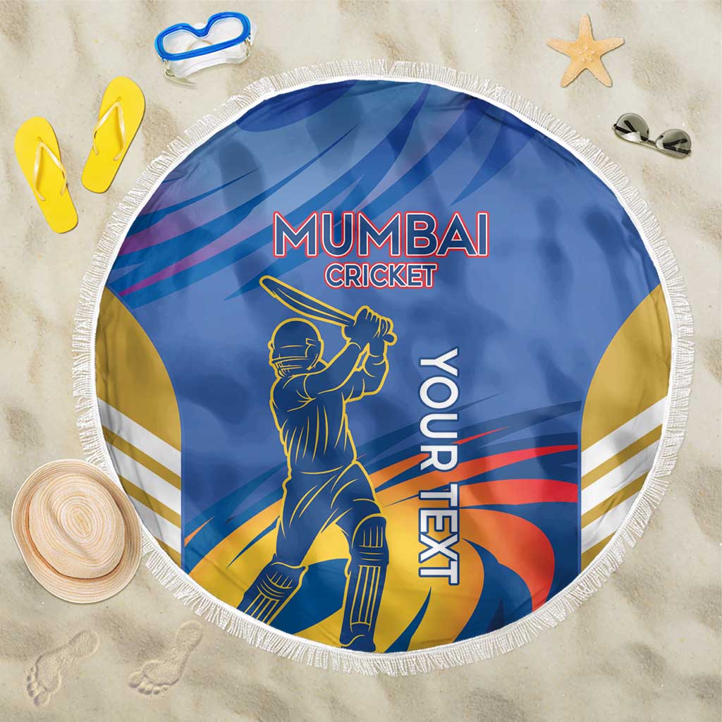 Custom Mumbai India Cricket Beach Blanket Go Champions