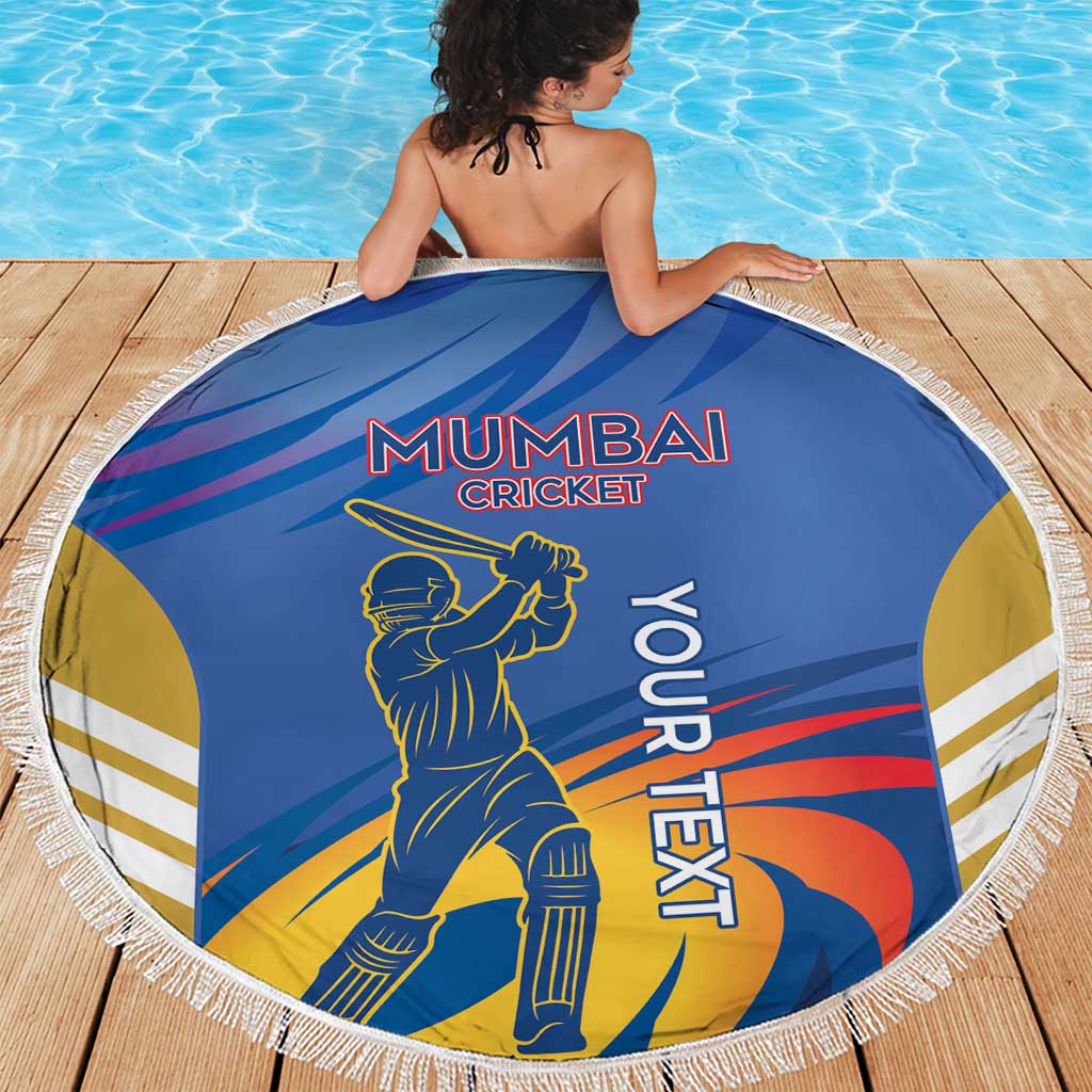 Custom Mumbai India Cricket Beach Blanket Go Champions