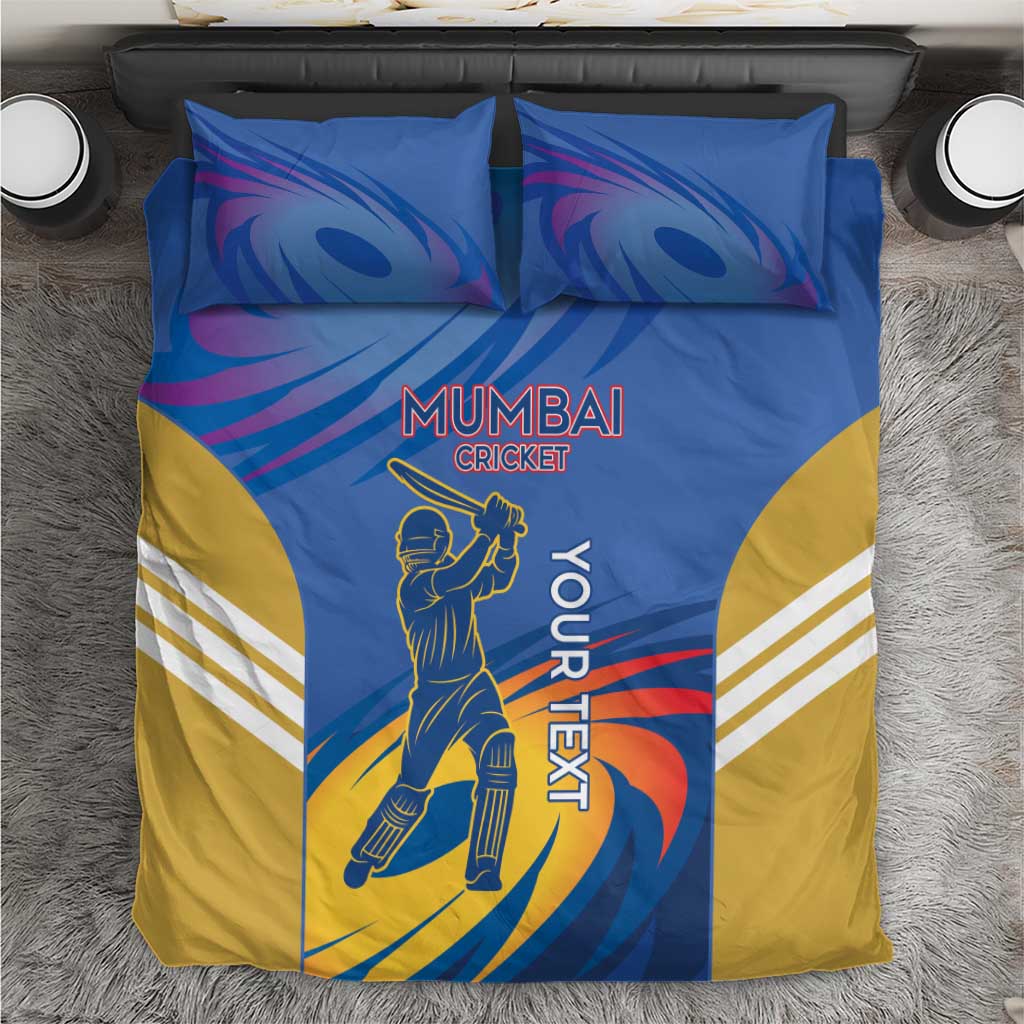 Custom Mumbai India Cricket Bedding Set Go Champions