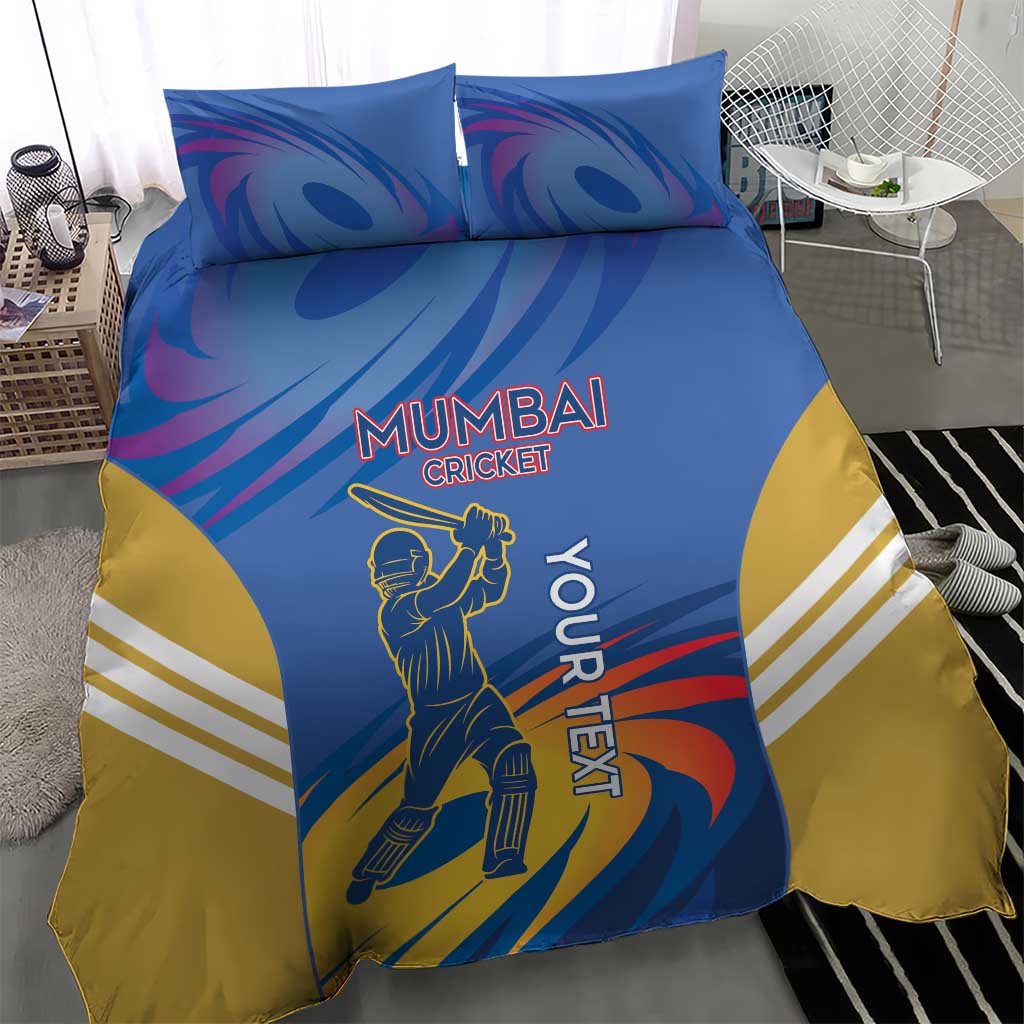 Custom Mumbai India Cricket Bedding Set Go Champions