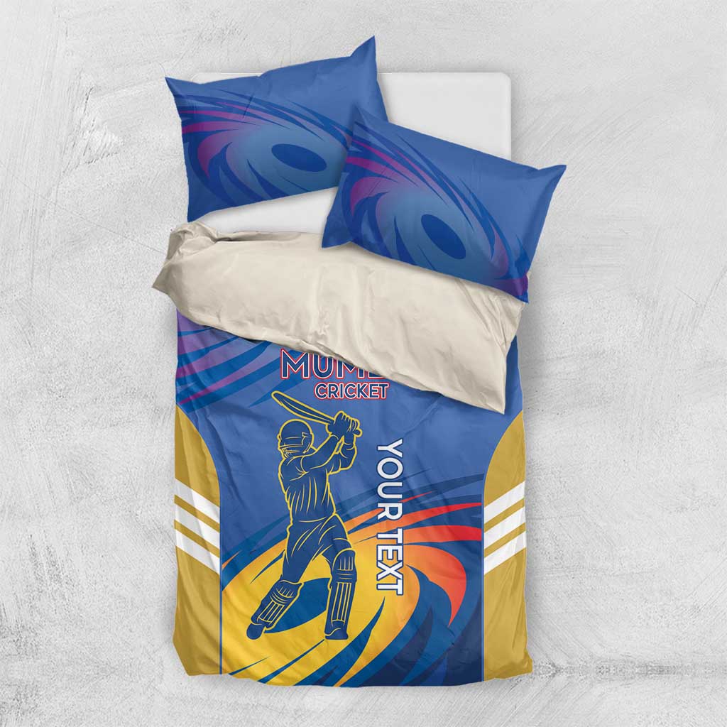 Custom Mumbai India Cricket Bedding Set Go Champions