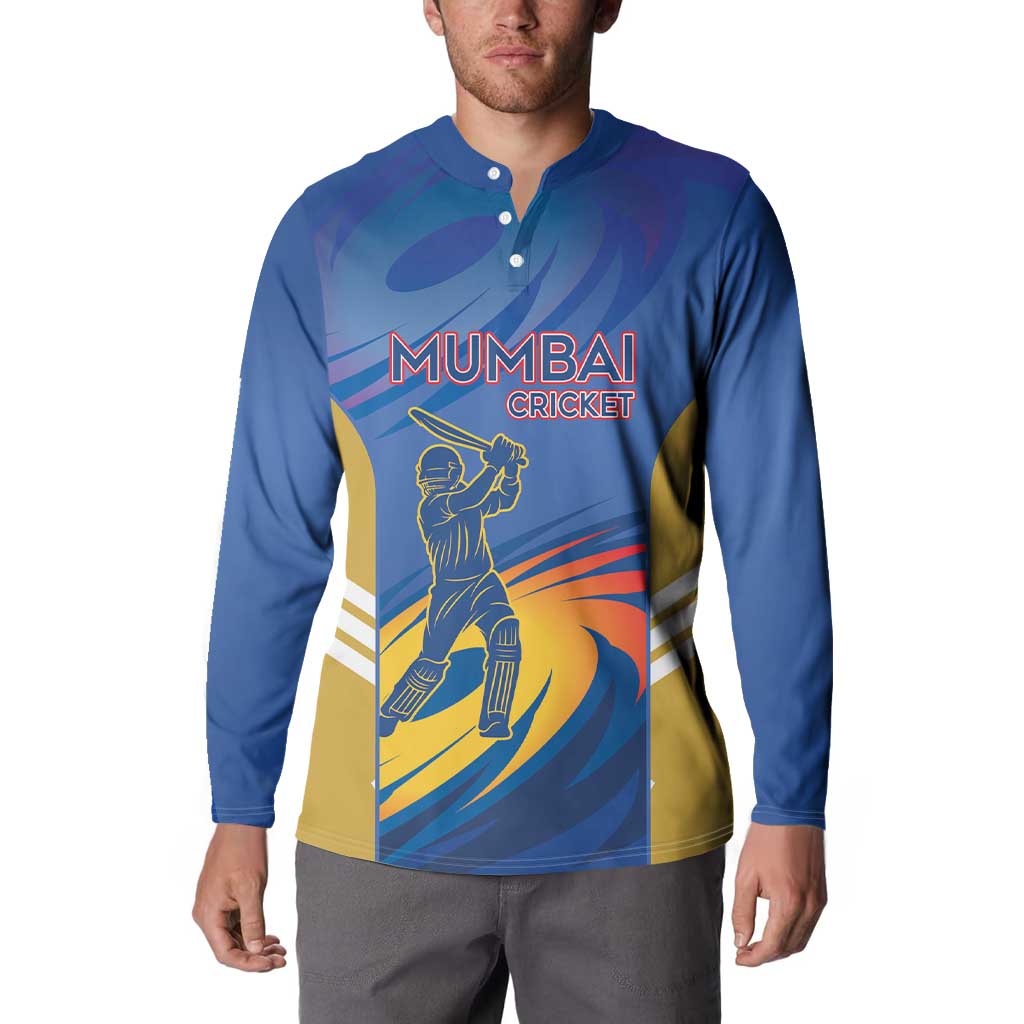 Custom Mumbai India Cricket Button Sweatshirt Go Champions
