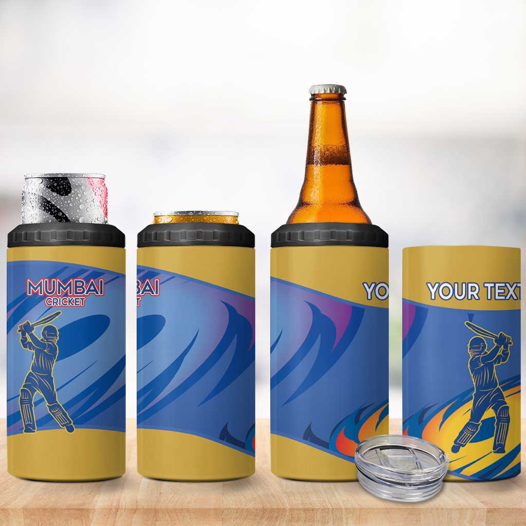 Custom Mumbai India Cricket 4 in 1 Can Cooler Tumbler Go Champions