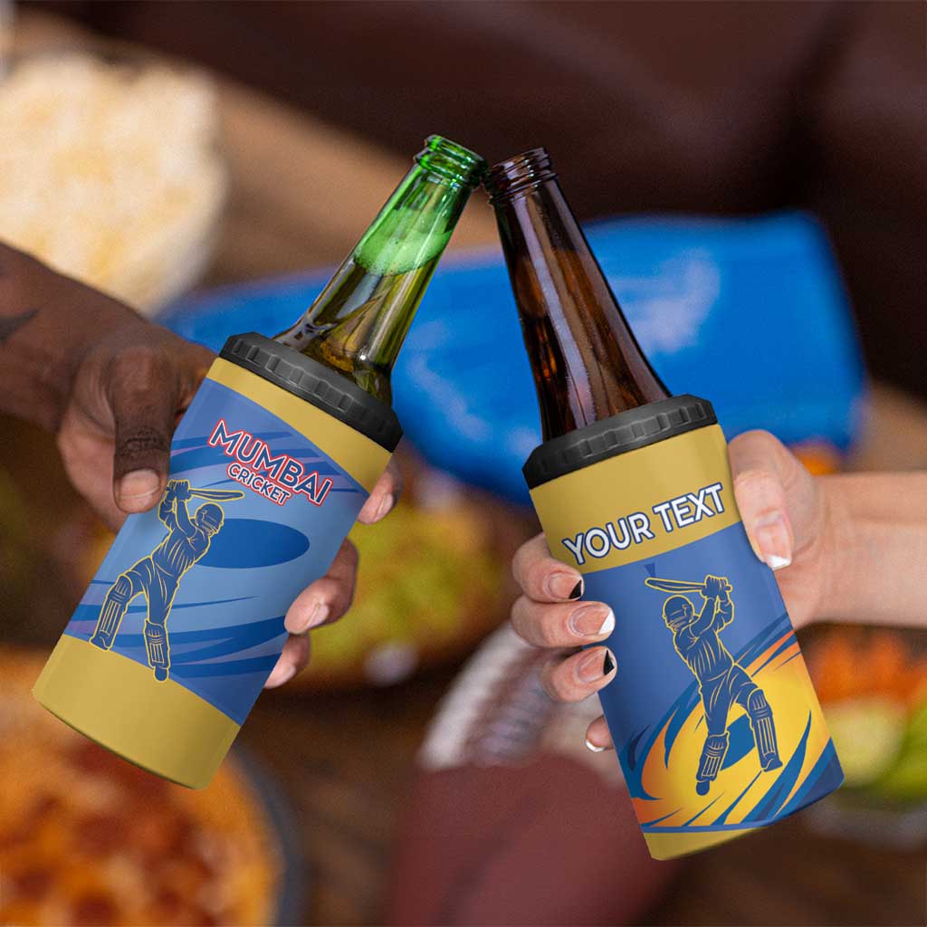 Custom Mumbai India Cricket 4 in 1 Can Cooler Tumbler Go Champions