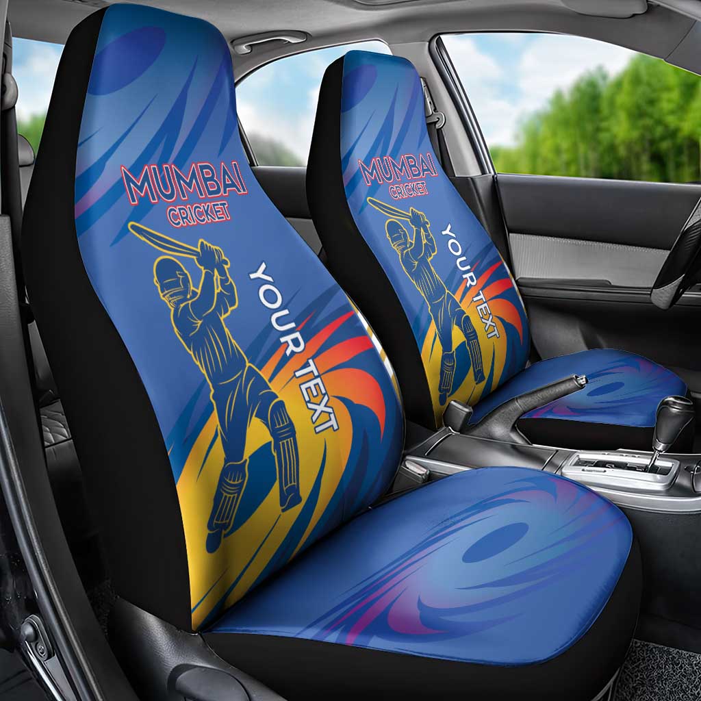 Custom Mumbai India Cricket Car Seat Cover Go Champions