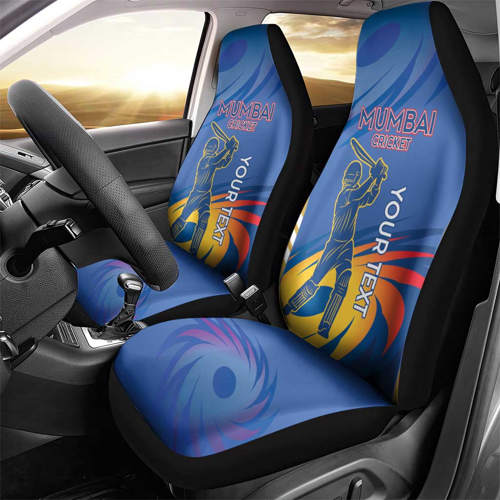 Custom Mumbai India Cricket Car Seat Cover Go Champions