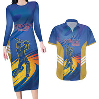 Custom Mumbai India Cricket Couples Matching Long Sleeve Bodycon Dress and Hawaiian Shirt Go Champions