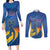 Custom Mumbai India Cricket Couples Matching Long Sleeve Bodycon Dress and Long Sleeve Button Shirt Go Champions