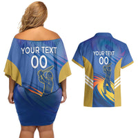 Custom Mumbai India Cricket Couples Matching Off Shoulder Short Dress and Hawaiian Shirt Go Champions