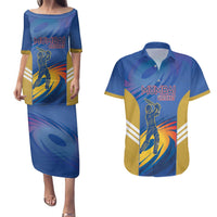 Custom Mumbai India Cricket Couples Matching Puletasi and Hawaiian Shirt Go Champions