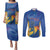 Custom Mumbai India Cricket Couples Matching Puletasi and Long Sleeve Button Shirt Go Champions