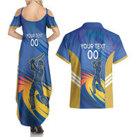 Custom Mumbai India Cricket Couples Matching Summer Maxi Dress and Hawaiian Shirt Go Champions