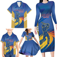 Custom Mumbai India Cricket Family Matching Long Sleeve Bodycon Dress and Hawaiian Shirt Go Champions