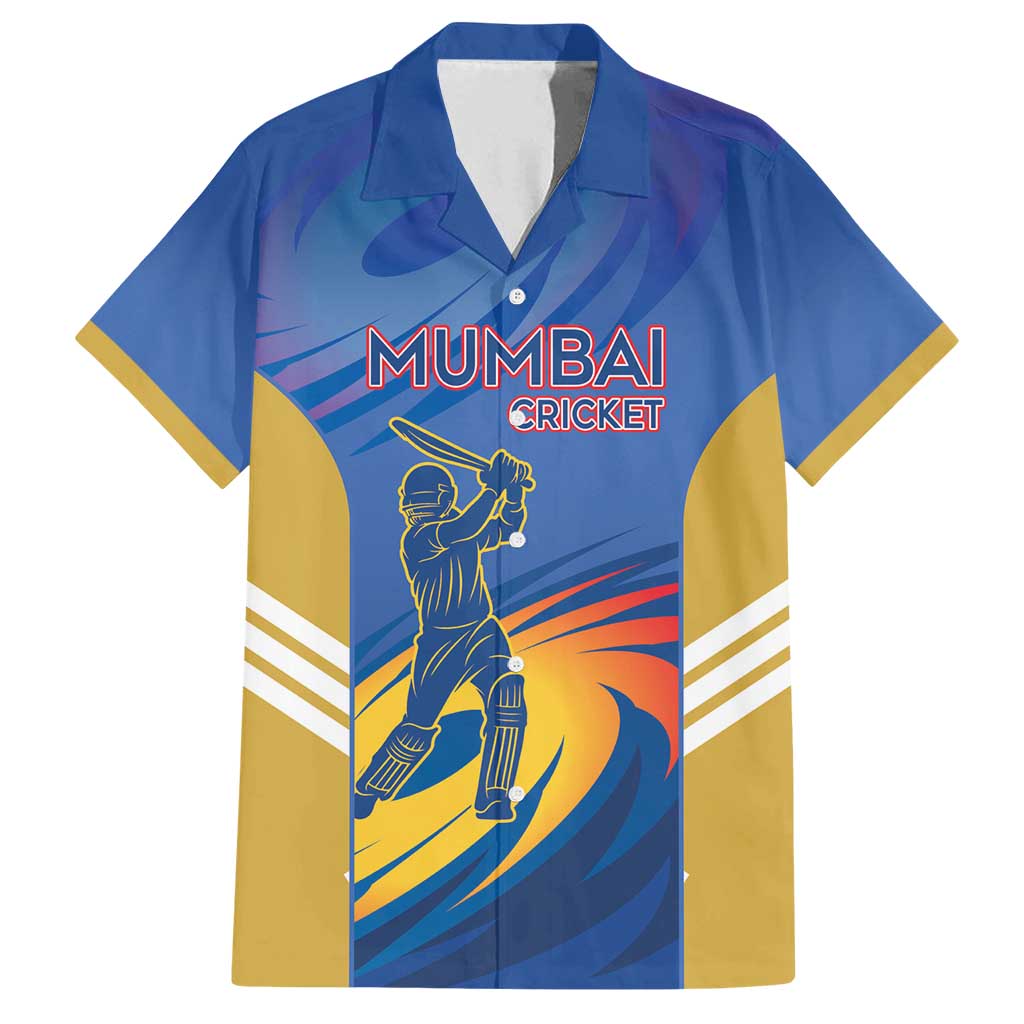 Custom Mumbai India Cricket Family Matching Long Sleeve Bodycon Dress and Hawaiian Shirt Go Champions
