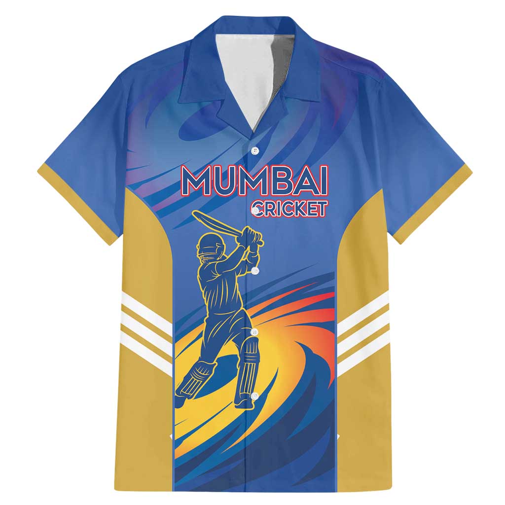 Custom Mumbai India Cricket Family Matching Mermaid Dress and Hawaiian Shirt Go Champions