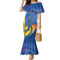 Custom Mumbai India Cricket Family Matching Mermaid Dress and Hawaiian Shirt Go Champions