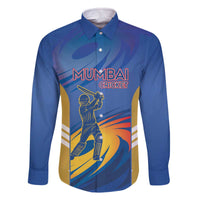 Custom Mumbai India Cricket Family Matching Off The Shoulder Long Sleeve Dress and Hawaiian Shirt Go Champions