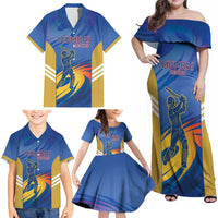 Custom Mumbai India Cricket Family Matching Off Shoulder Maxi Dress and Hawaiian Shirt Go Champions
