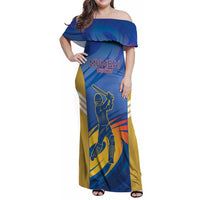Custom Mumbai India Cricket Family Matching Off Shoulder Maxi Dress and Hawaiian Shirt Go Champions
