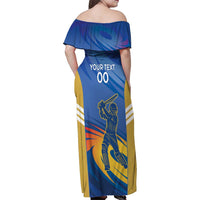 Custom Mumbai India Cricket Family Matching Off Shoulder Maxi Dress and Hawaiian Shirt Go Champions