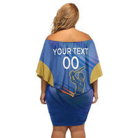 Custom Mumbai India Cricket Family Matching Off Shoulder Short Dress and Hawaiian Shirt Go Champions